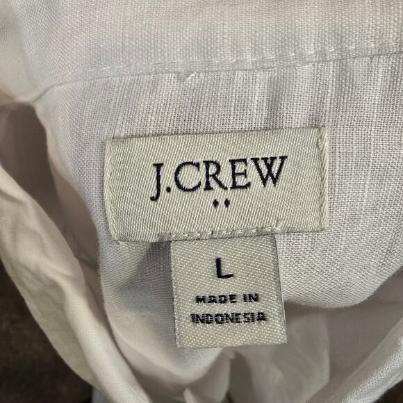 Women's J. Crew White Linen Blend Button Up Dress Shirt | Size Large - Picture 8 of 9